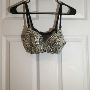 Silver Sequin Bra
